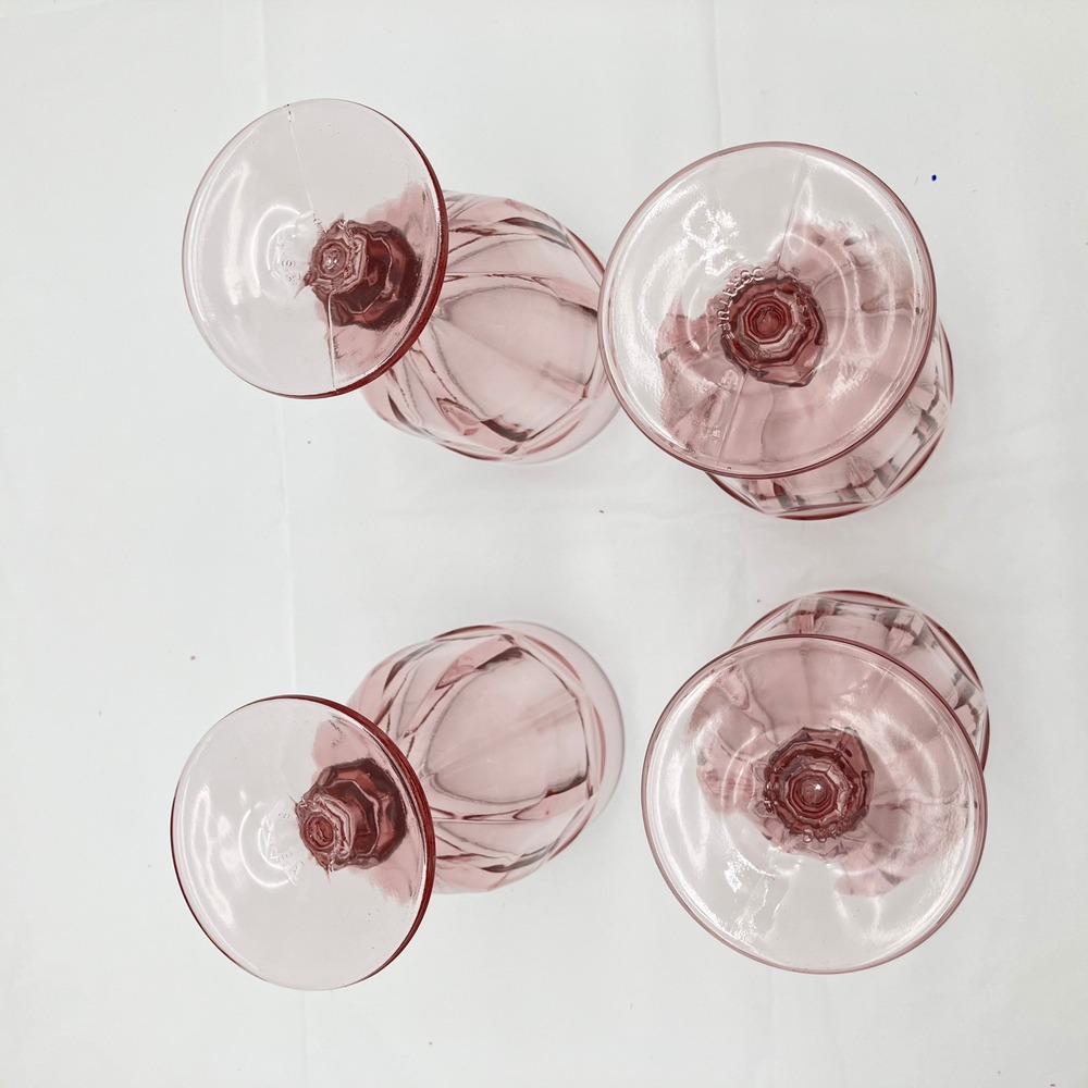 VTG Libbey Duratuff Gibraltar Pink Goblet 16oz Iced Tea Glasses Retro Barware 4 - Picture 8 of 10